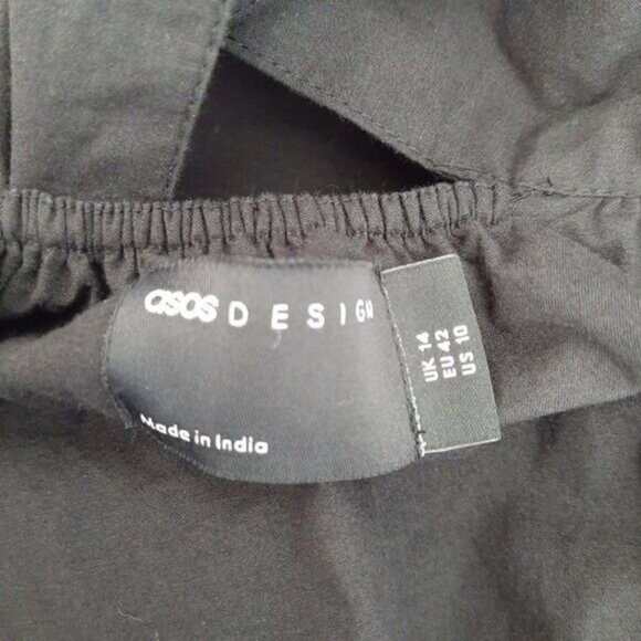 ASOS Empire Waist Ruffle Mini Dress Back Bow Tie Sz 10 - Picture 8 of 9